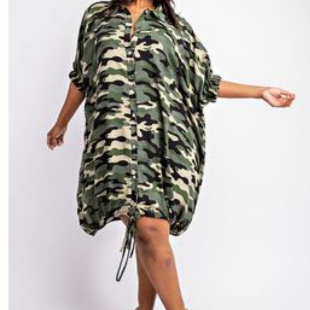Camouflage Cotton Bubble Dress